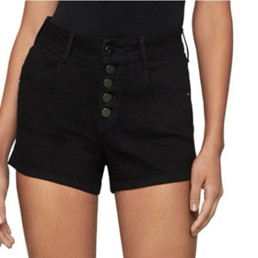 BCBGMaxAzria High Waist Black Button-Up Shorts